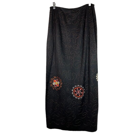 L Maria Di Ripabianca Cashmere Silk Wrap Skirt Floral Medallion Embroidery Fall - Picture 5 of 5